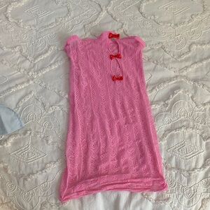 Pink Lace lingerie  with Red Accents